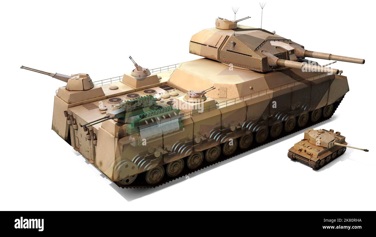 Die Ratte, LanKreuzer P. 1000, ein riesiger Panzer von 1000 Tonnen, mit einem Panzerturm und zwei 28 cm Kanonen. Stockfoto