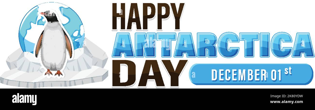 Happy Antarctica Day Poster Design Illustration Stock Vektor