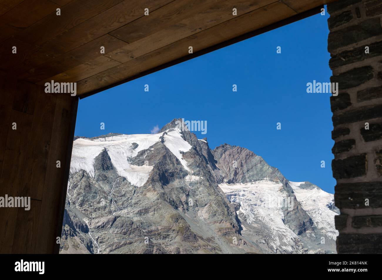 Großglockner, der höchste Berg Österreichs. Blick von der Höhe von Kaiser Franz Josef. Stockfoto