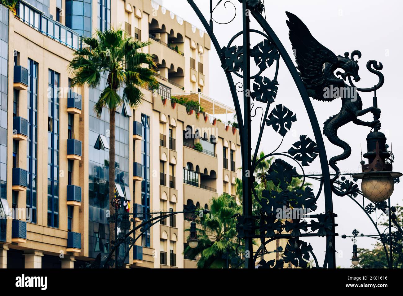 Ceuta traditionelle Architektur in einer spanischen Enklave in Afrika. Ceuta teilt sich eine Grenze mit Marokko. Spanien. Afrika. Stockfoto