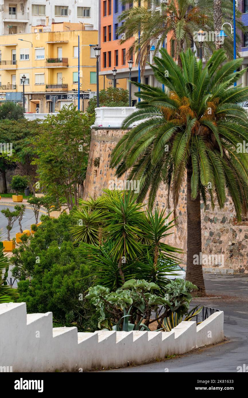 Ceuta traditionelle Architektur in einer spanischen Enklave in Afrika. Ceuta teilt sich eine Grenze mit Marokko. Spanien. Afrika. Stockfoto
