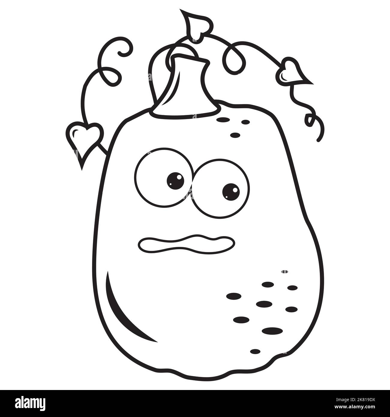 Herbst Gemüse Kürbis kawaii, schwarze Kontur Doodle, Vektor isoliert Illustration. Stock Vektor