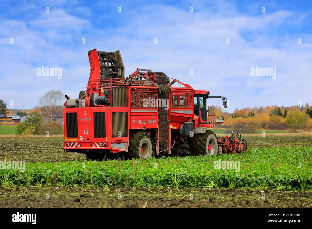 Zuckerrübenernte mit Holmer Terra Dos T3 Rübenerntemaschine an einem Tag im Oktober. Salo, Finnland. 13. Oktober 2022. Stockfoto