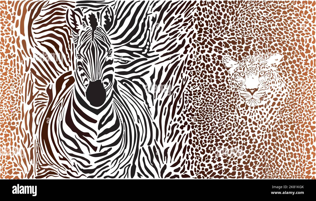 Motiv Hintergrund Zebras und Leopard Stock Vektor
