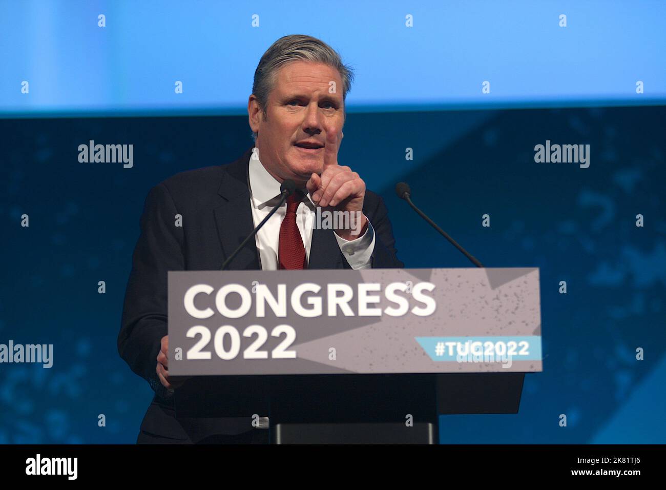 Keir Starmer hält seine Rede auf dem TUC-Kongress am 20.. Oktober 2022 Stockfoto