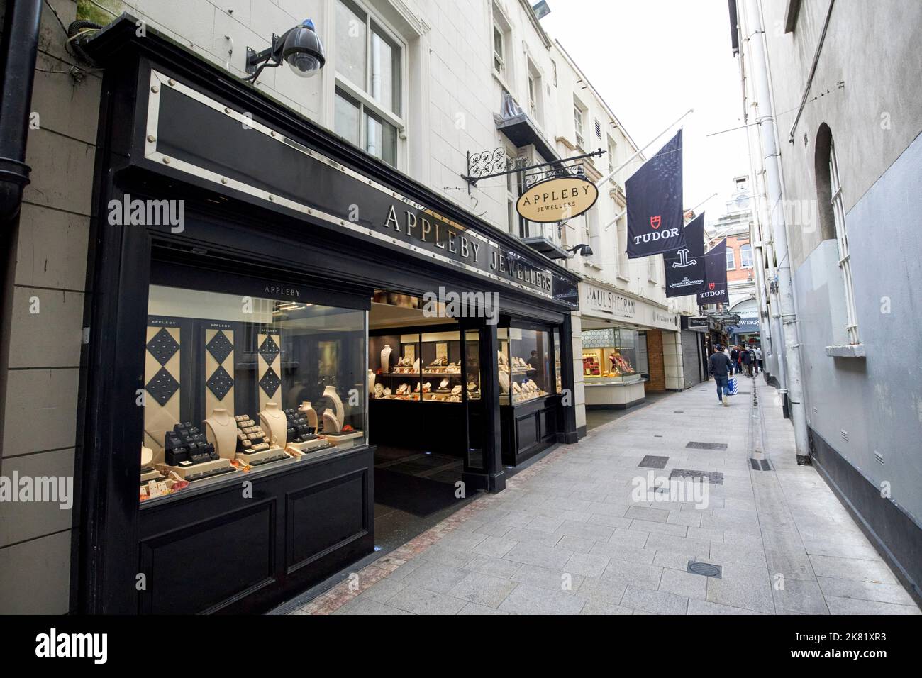 Juweliergeschäfte am johnsons Court in der grafton Street, dublin, republik irland Stockfoto