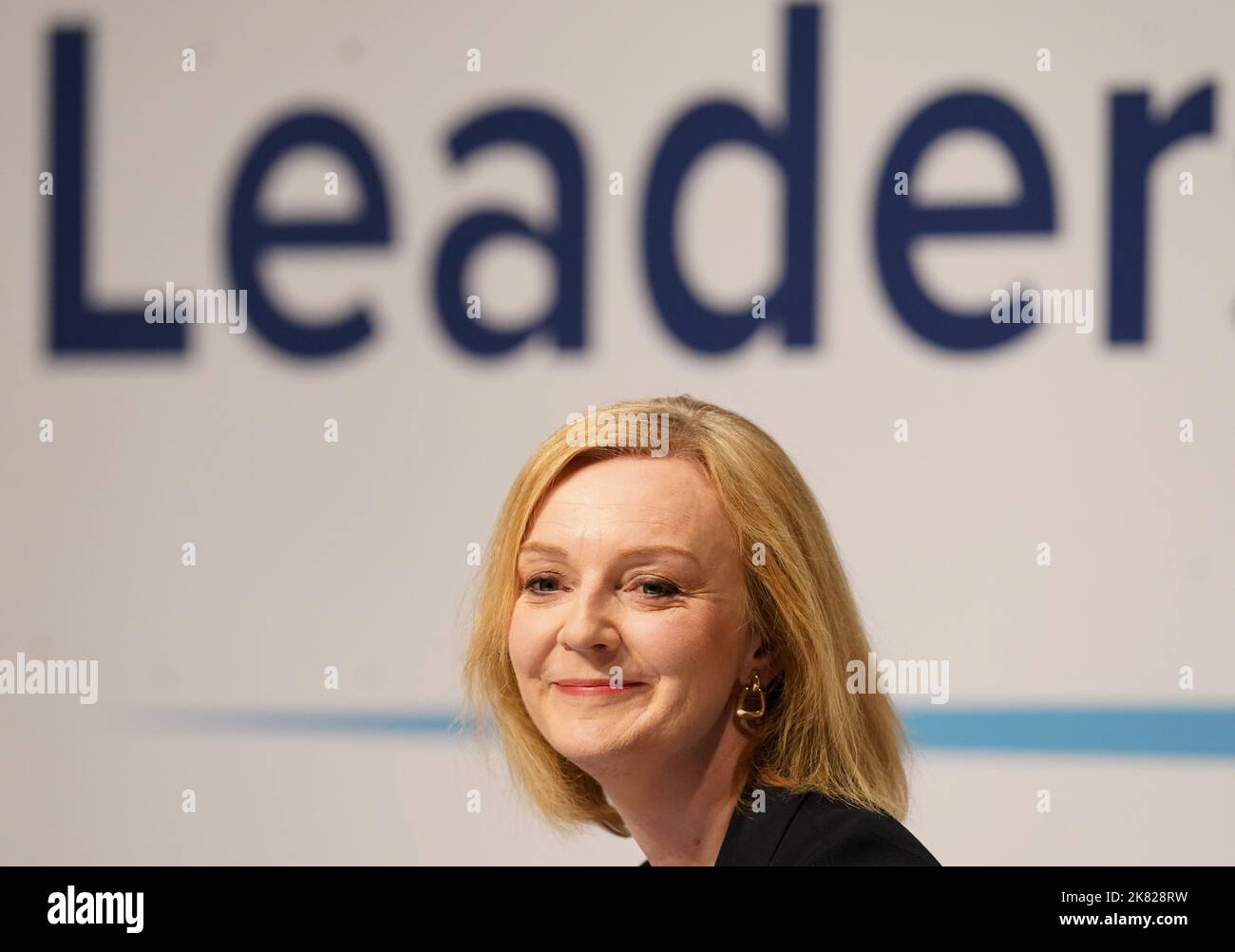 Aktenfoto vom 09/08/22 von Liz Truss während einer Hustings-Veranstaltung in Darlington, County Durham. Liz Truss hat angekündigt, dass sie als Premierministerin zurücktreten wird. Ausgabedatum: Donnerstag, 20. Oktober 2022. Stockfoto