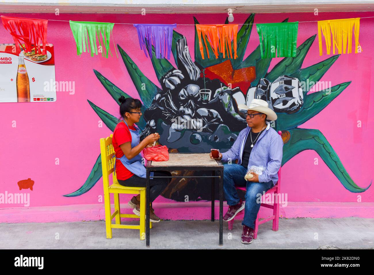 Tägliches Leben in der Stadt Santiago Matatlán, Bundesstaat Oaxaca, Mexiko Stockfoto