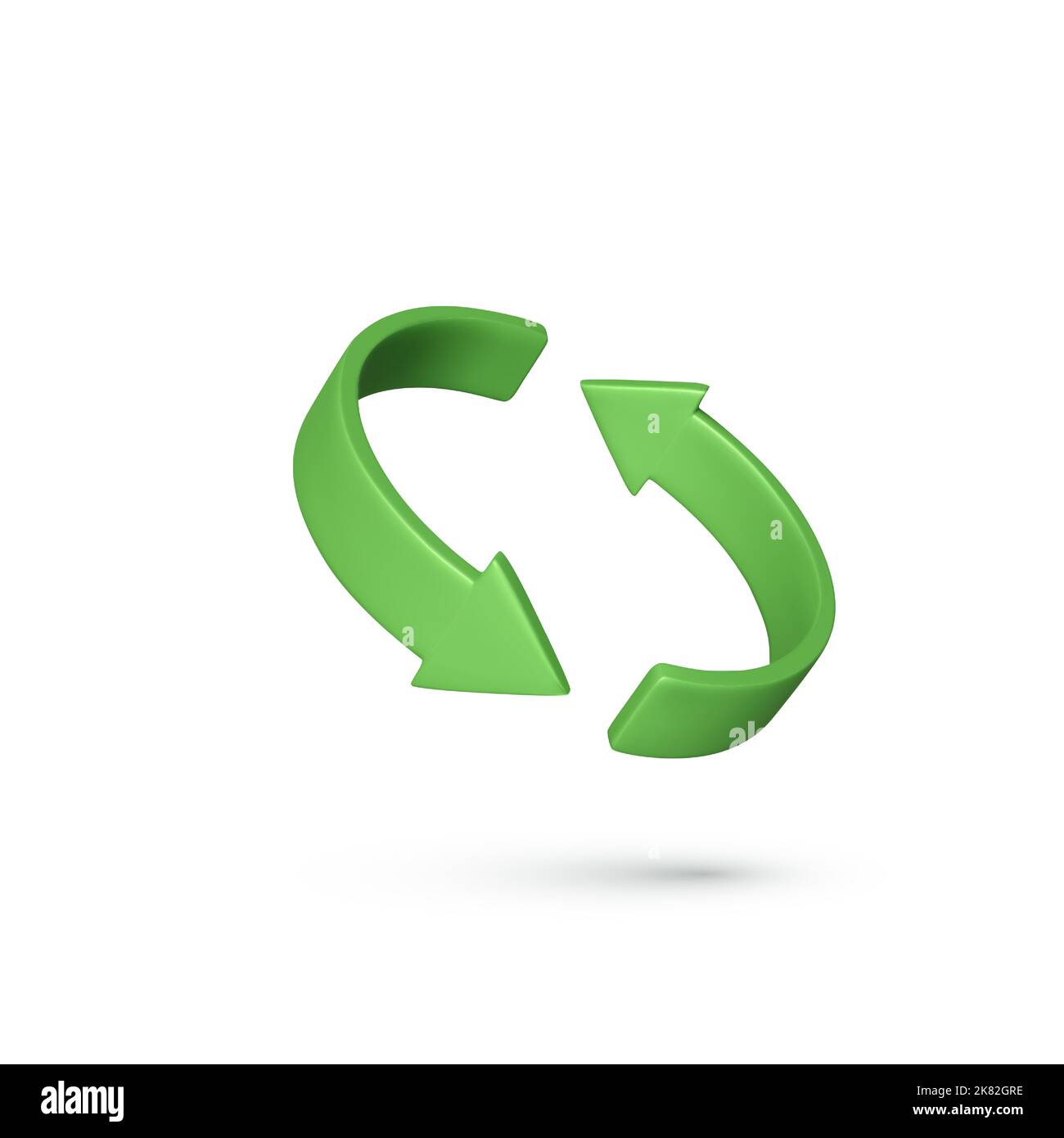 Pfeile, die sich im Kreis drehen. Grünes Aktualisierungssymbol auf weißem Hintergrund isoliert. Drehpfeile in einem Kreiszeichen. Symbol erneut laden. Vektorgrafik Stock Vektor