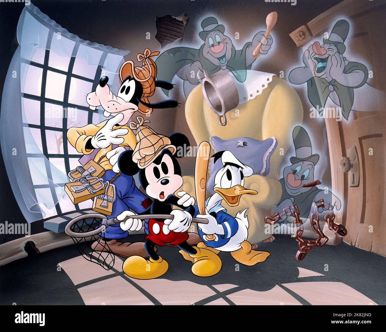 Goofy, Mickey Mouse & Donald Duck Film Lonesome Ghosts (1927) Charaktere: Goofy, Mickey Mouse & Donald Duck Regie: Burt Gillett 24. Dezember 1937 **WARNUNG** dieses Foto ist nur für redaktionelle Zwecke bestimmt und unterliegt dem Copyright von DISNEY und/oder dem Fotografen, der von der Film or Production Company zugewiesen wurde. Es kann nur durch Veröffentlichungen in Verbindung mit der Werbung für den oben genannten Film reproduziert werden. Eine obligatorische Gutschrift für DISNEY ist erforderlich. Der Fotograf sollte ebenfalls angerechnet werden, wenn er bekannt ist. Ohne schriftliche Genehmigung der Film Company kann keine kommerzielle Nutzung gewährt werden. Stockfoto