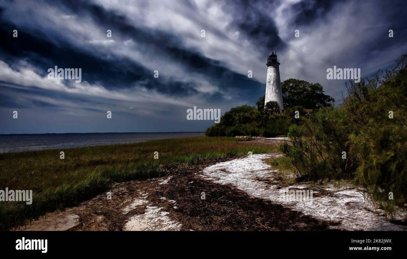 Historischer Leuchtturm am Saint Marks River im Norden von Tallahassee, Florida Stockfoto