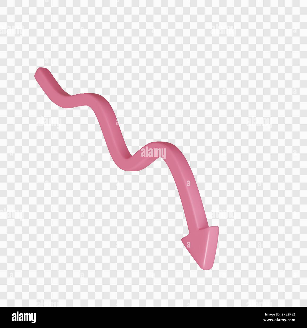 3D roter Pfeil nach unten. Handel Infografik Krise und Statistiken. Fällt und lehnt Chart-Zeichen ab. Statistik zur Pfeilanzeige. Vektorgrafik Stock Vektor