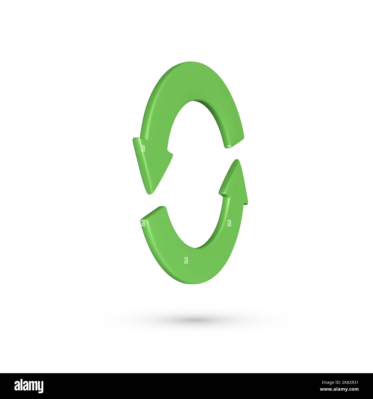 Symbol für die Aktualisierung des grünen Pfeils auf weißem Hintergrund isoliert. Symbol für Web- oder App-Oberfläche neu laden. Drehpfeile in einem Kreiszeichen. Vektorgrafik Stock Vektor