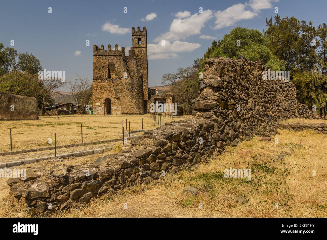 Schloss des Kaiser Fasilides in Gondar, Äthiopien. Stockfoto