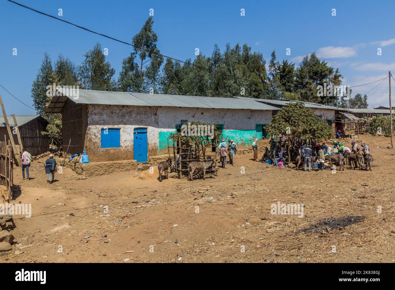 KOSOYE, ÄTHIOPIEN - 14. MÄRZ 2019: Blick auf das Dorf Kosoye, Äthiopien Stockfoto
