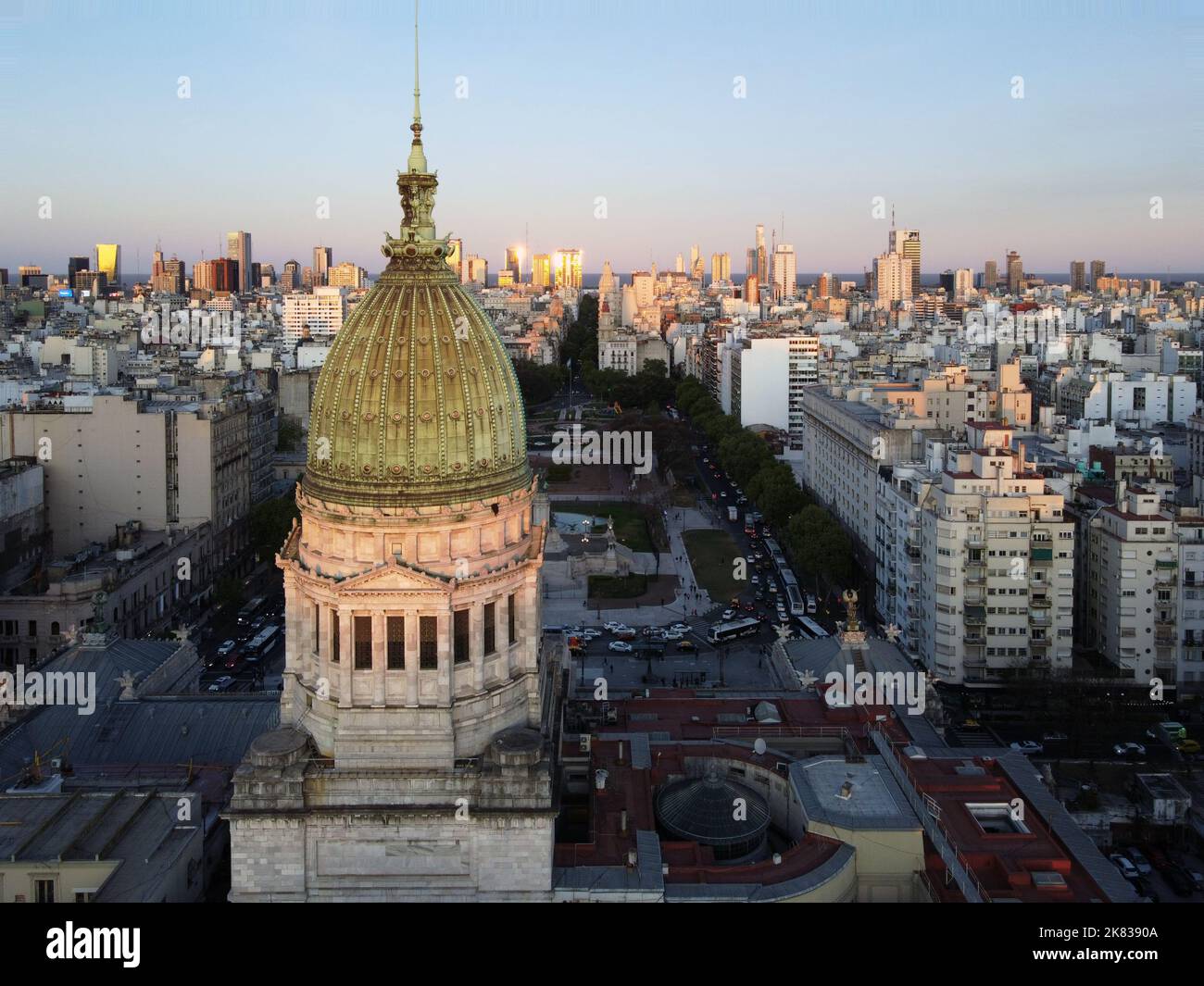 Sonnenuntergang auf dem Kongress der argentinischen Nation Stockfoto