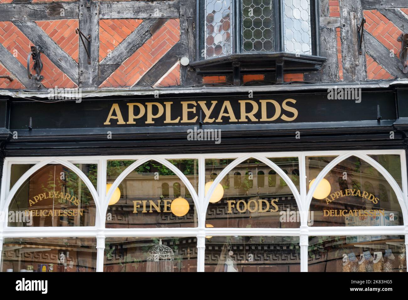 Shrewsbury, Großbritannien- 14. Juli 2022:Appleyards Delicatessen in Shrewsbury, Engalnd. Stockfoto