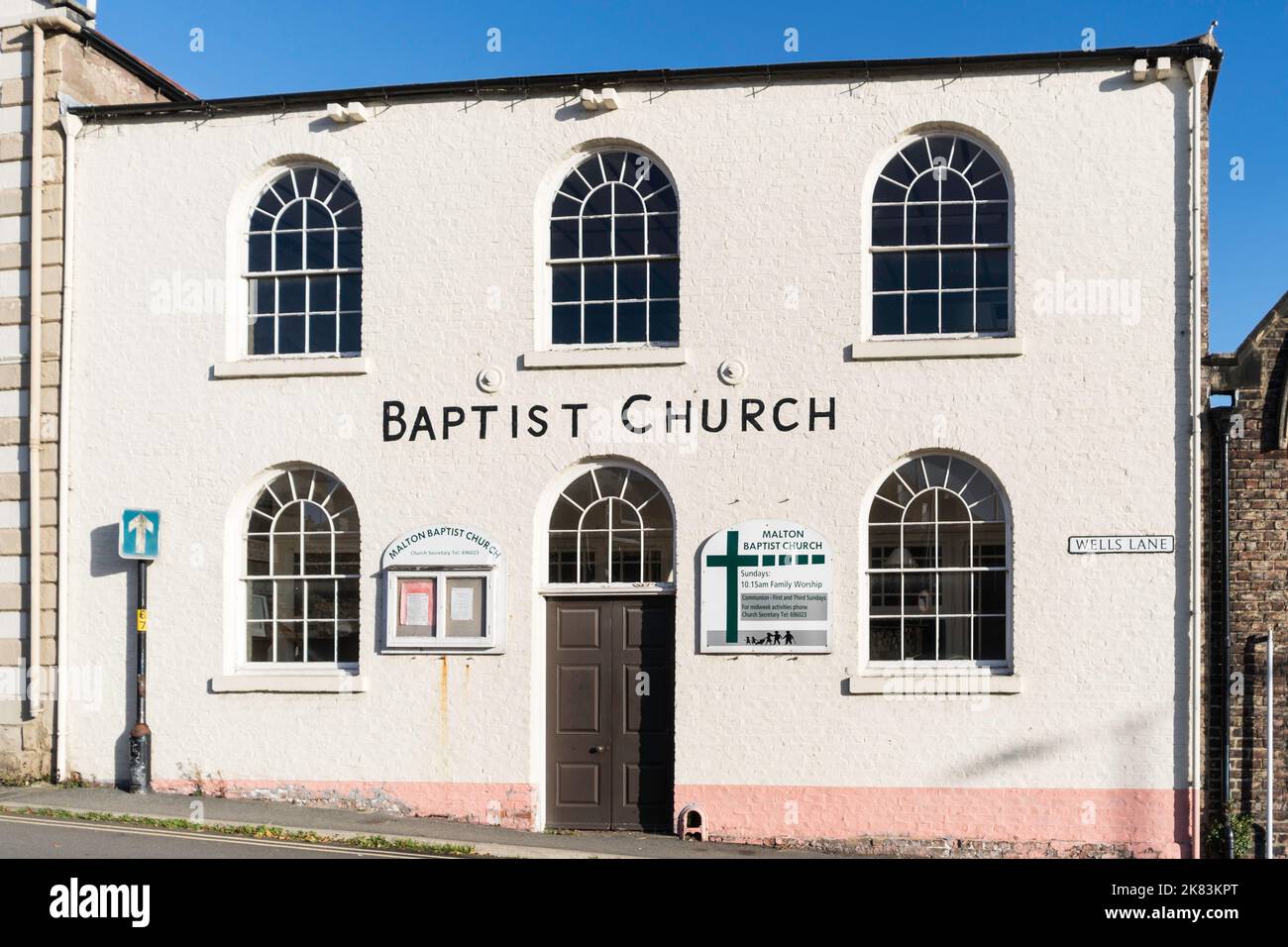 Das denkmalgeschützte Baptist-Kirchengebäude in Wells Lane, Malton, North Yorkshire, England, Großbritannien Stockfoto