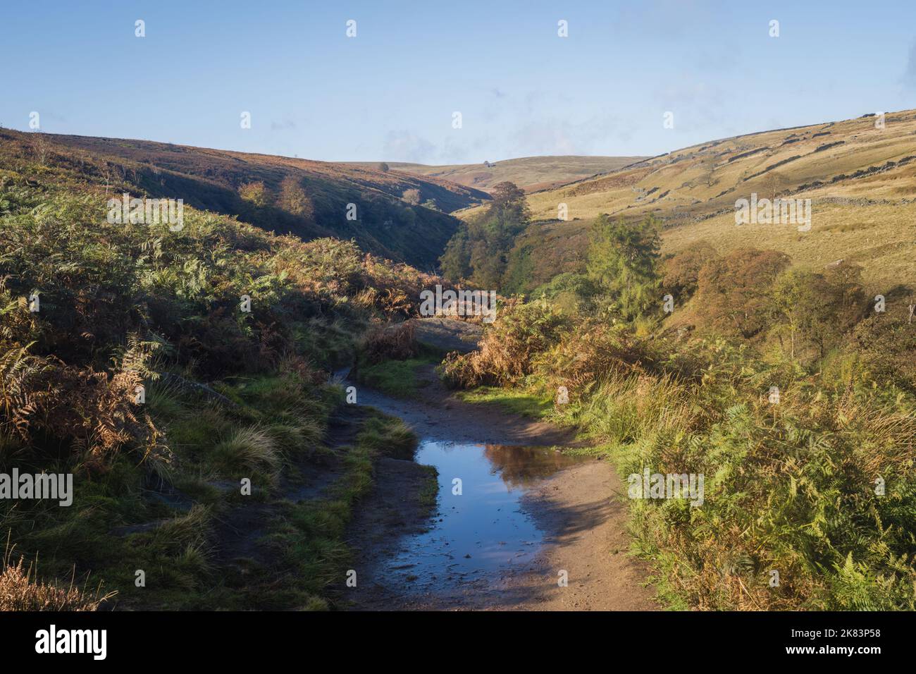 Fußweg zu den Bronte Falls und Wutherung Heights Stockfoto