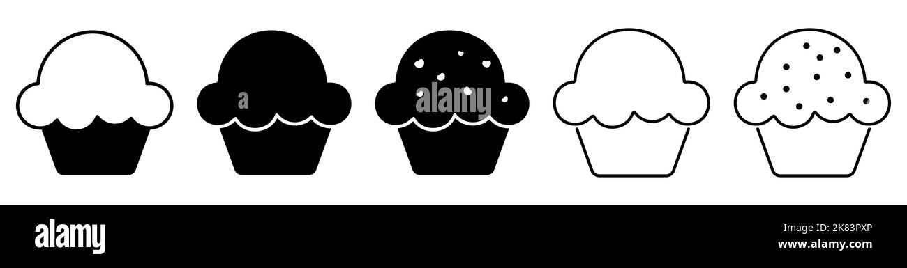Cupcake-Ikonen-Set. Vektorgrafik Stock Vektor