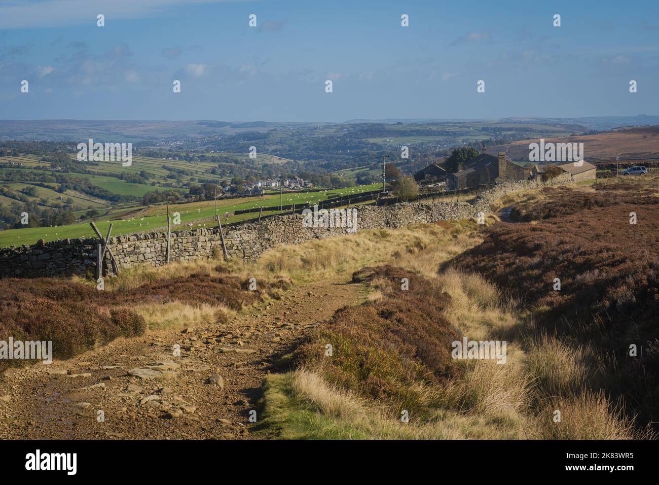 Fußweg zu den Bronte Falls und Wutherung Heights Stockfoto