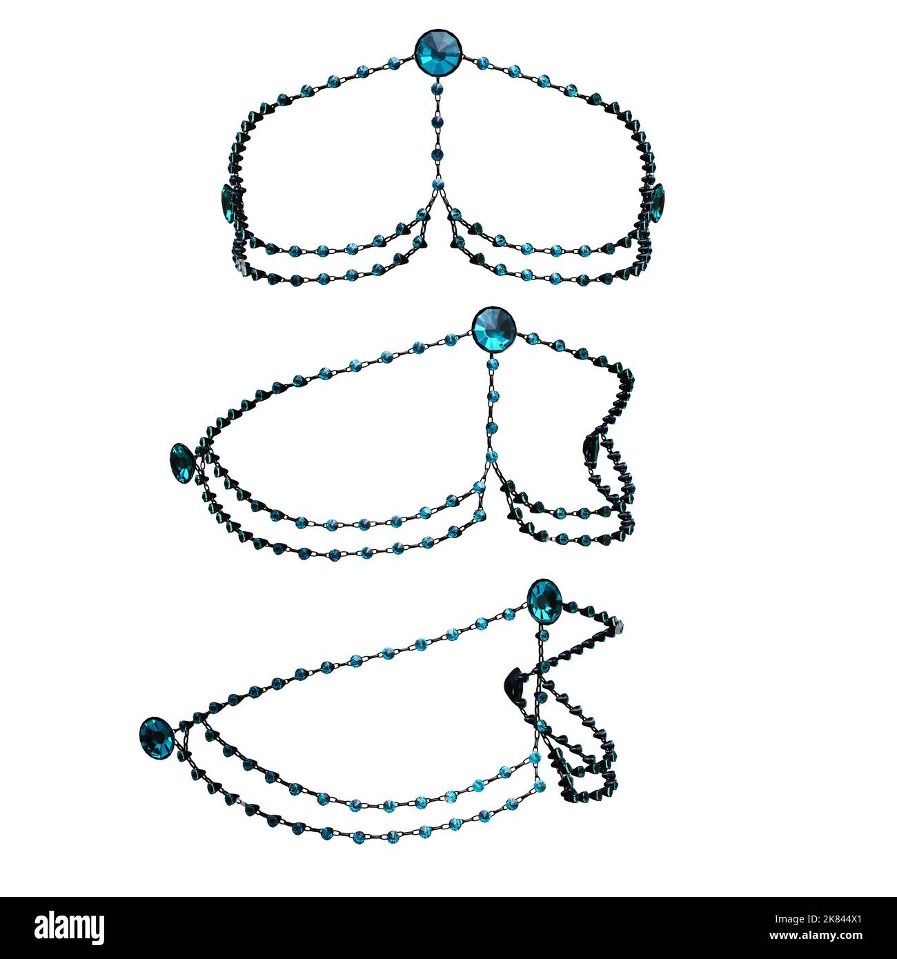 Schmuck mit Schmuck und Glasauge mit Mittelstück, 3D-Darstellung, 3D-Darstellung, 3D-Darstellung, 3D-Darstellung Stockfoto