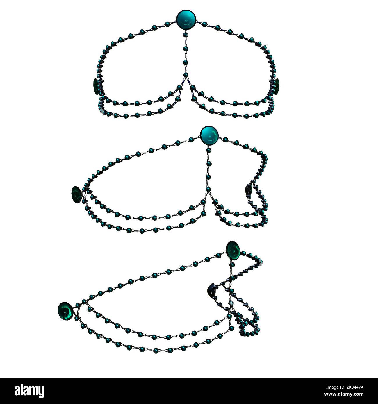 Schmuck mit Schmuck und Glasauge mit Mittelstück, 3D-Darstellung, 3D-Darstellung, 3D-Darstellung, 3D-Darstellung Stockfoto