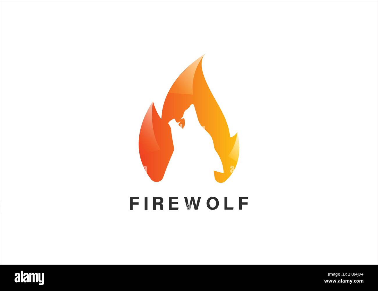 Brandwolf Logo brennende Flamme Stock Vektor