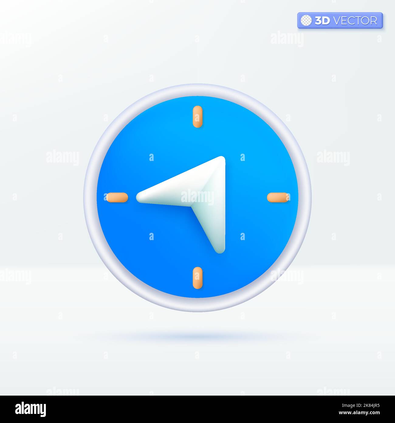 Kompasssymbole. Kartographie, Geolokalisierung, Position, Suche, Navigationskonzept. 3D Vektor isoliertes Illustrationsdesign. Cartoon Pastell Minimal Stock Vektor