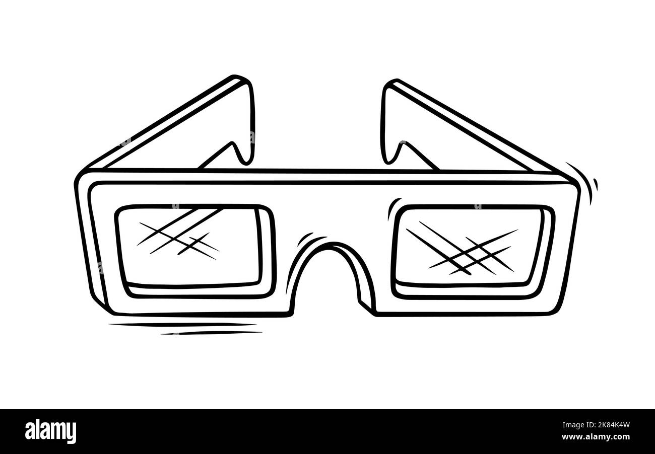 Kinogläser skizzieren. Kinobrillen im Doodle-Stil. Vektordarstellung auf weißem Hintergrund isoliert Stock Vektor