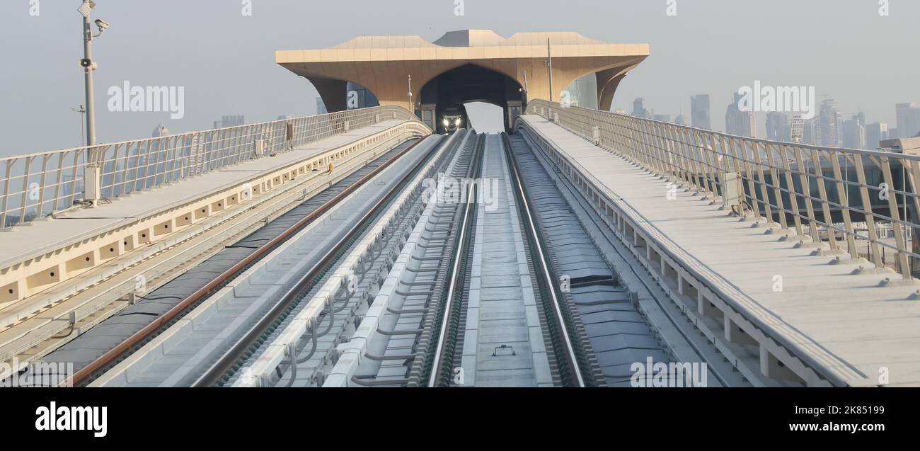 Blick auf die Metro Station in Doha, Katar Stockfoto