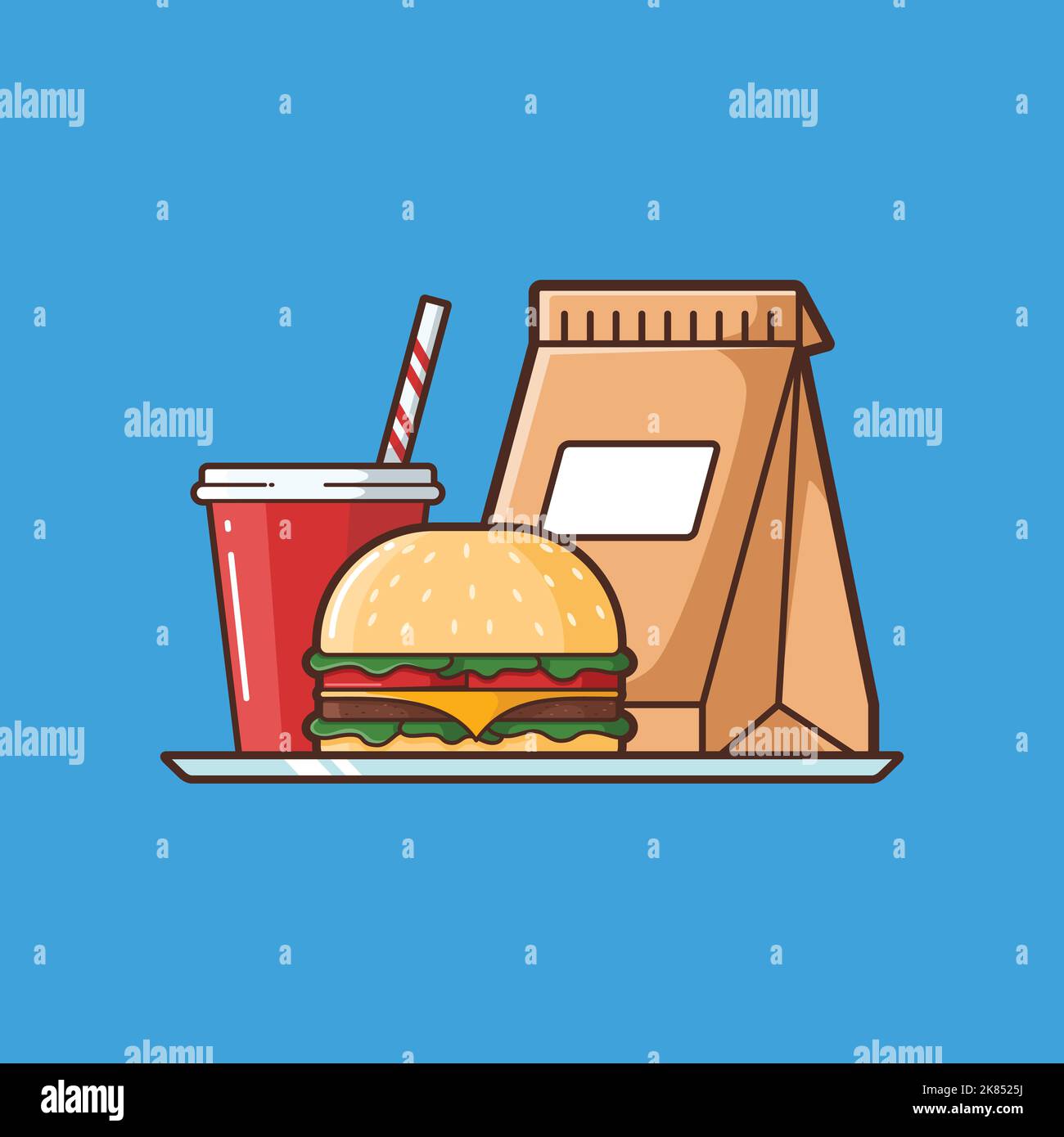 Illustration von Burger und Softtakeout - Vektor-Illustration Design - Food Logo - Food Illustration - Fast Food Illustration Stock Vektor