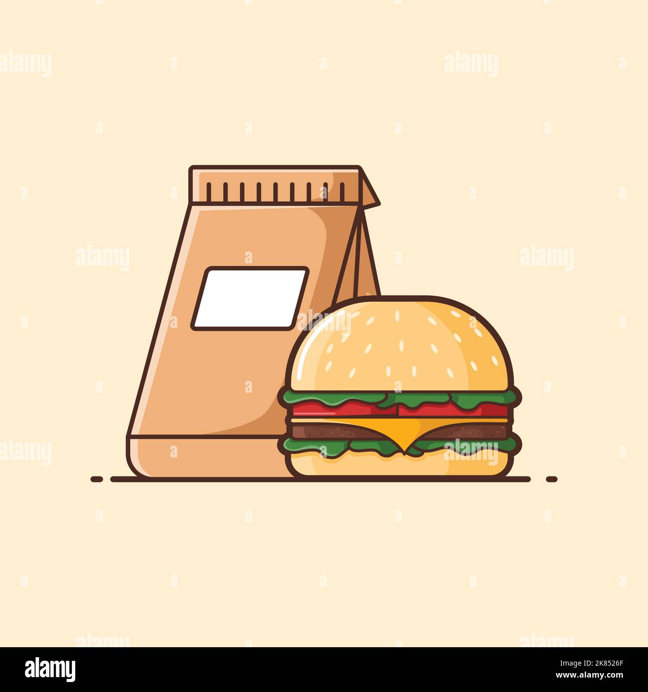 Abbildung des Burger Takeout - Vektorgrafik - Food Logo - Food Illustration - Fast Food Illustration Stock Vektor