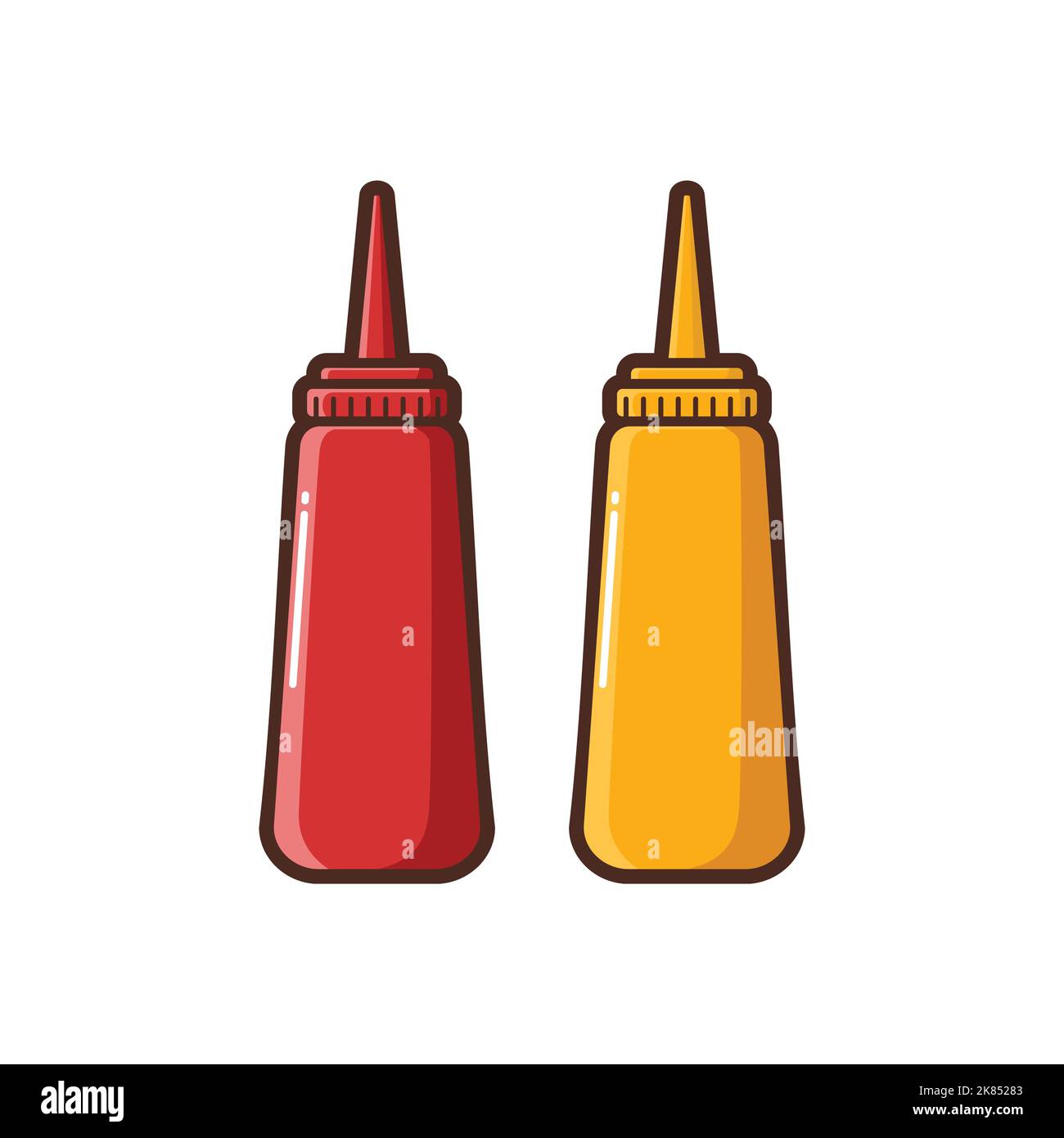 Soße & Mayonnaise Ketchup Flasche Cartoon Vektor Illustration - Fast Food Illustration - Minimalist Cartoon Stock Vektor