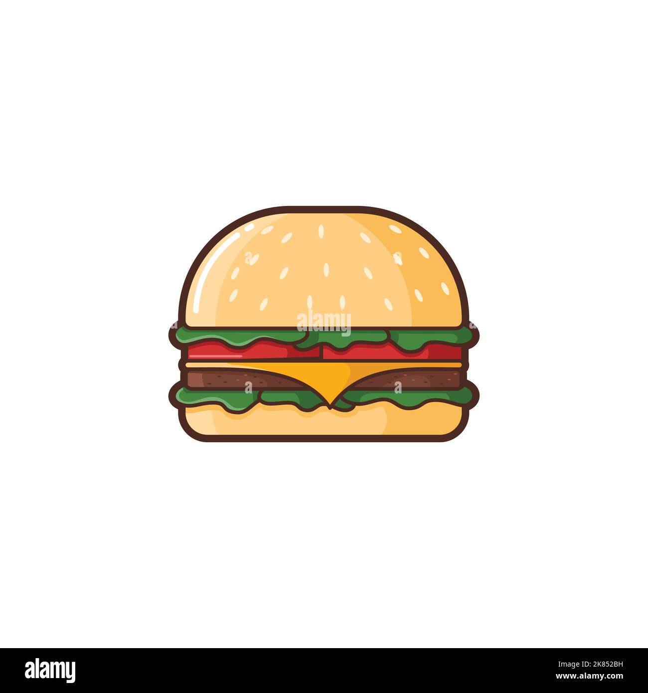 Burger Vektor Cartoon Illustration - Fast Food Illustration Doodle Cartoon Stock Vektor