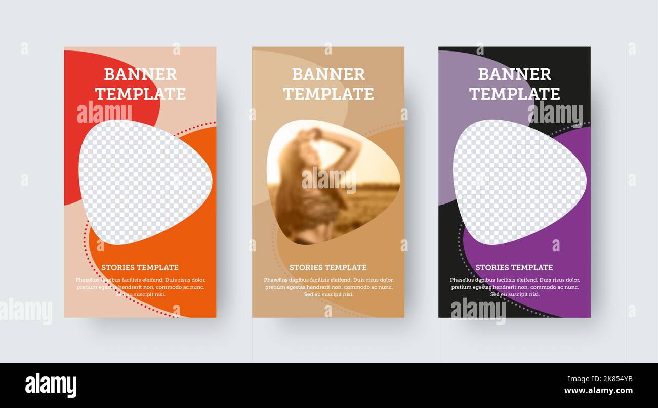 Vektor-Banner-Vorlage, Geschichten für Social Media mit abstraktem Farbdesign auf braun, schwarz, Hintergrund. Posterlayout mit Platz für Foto, Post für Stock Vektor
