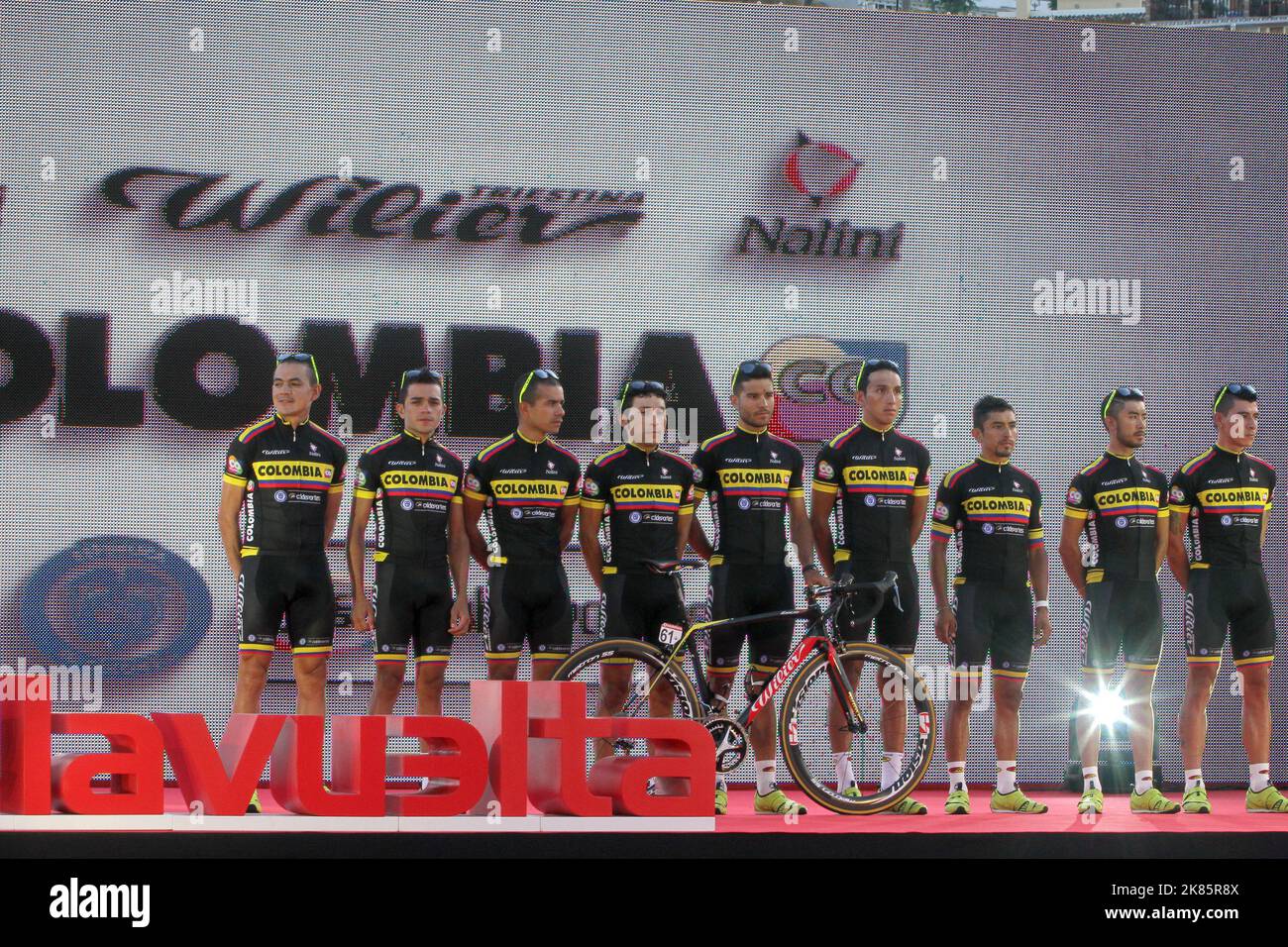 Präsentation des kolumbianischen Teams Vuelta a Espana 2015 Stockfoto