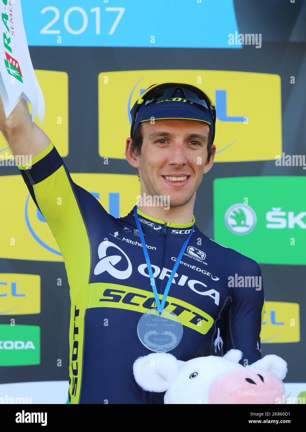 Simon Yates von Orica Scott Gewinner der 6. Etappe nach der 6. Etappe Aubagne - Fayence Stockfoto