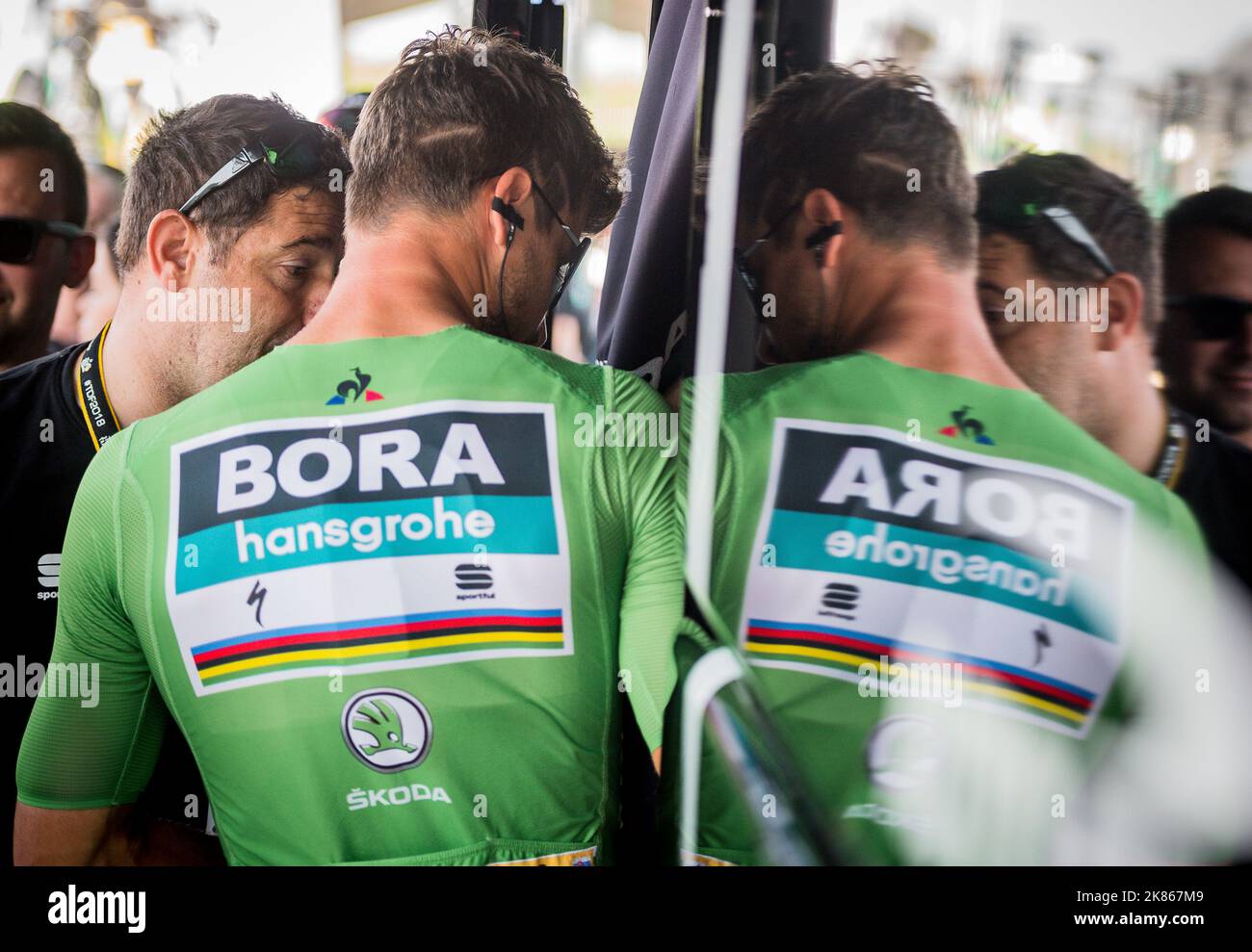 Peter Sagan vom Team Bora Hansgrohe während der Etappe 8 der Tour De France von Dreux nach Amiens Metropole am 14. Juli 2018. Stockfoto