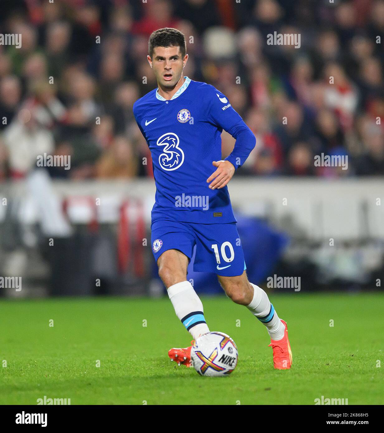 London, Großbritannien. 19. Oktober 2022. 19 Okt 2022 - Brentford gegen Chelsea - Premier League - GTECH Community Stadium Christian Pulisic von Chelsea während des Premier League-Spiels gegen Brentford. Picture : Mark Pain / Alamy Credit: Mark Pain/Alamy Live News Stockfoto