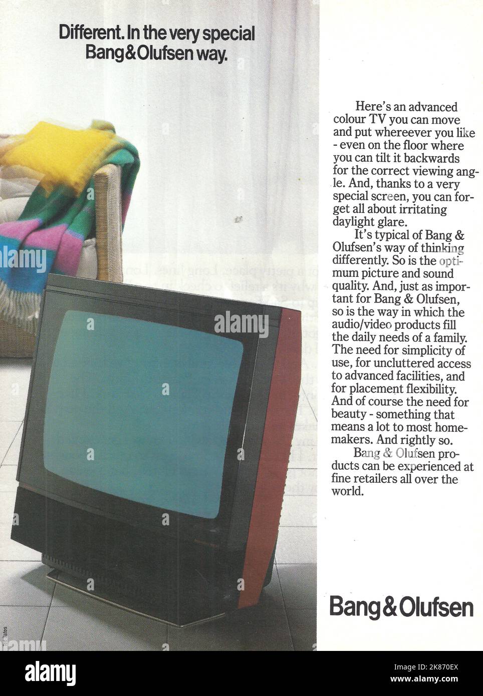 Werbung für das Vintage-Magazin von Bang & Olufsen Werbung für Bang&Olufsen Stockfoto