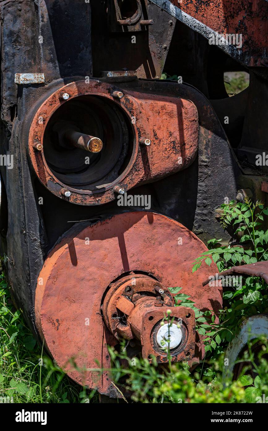 Bauteile einer Dampflokomotive. Stockfoto