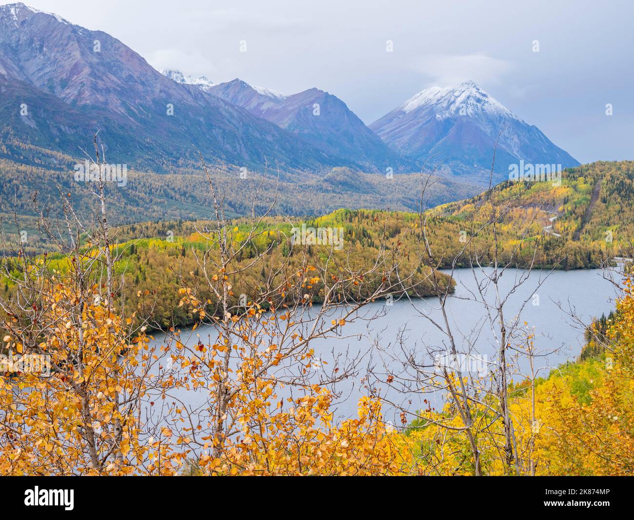 Ein Blick auf den See in der Nähe von Manatusa State Park, Alaska, USA, Nordamerika Stockfoto