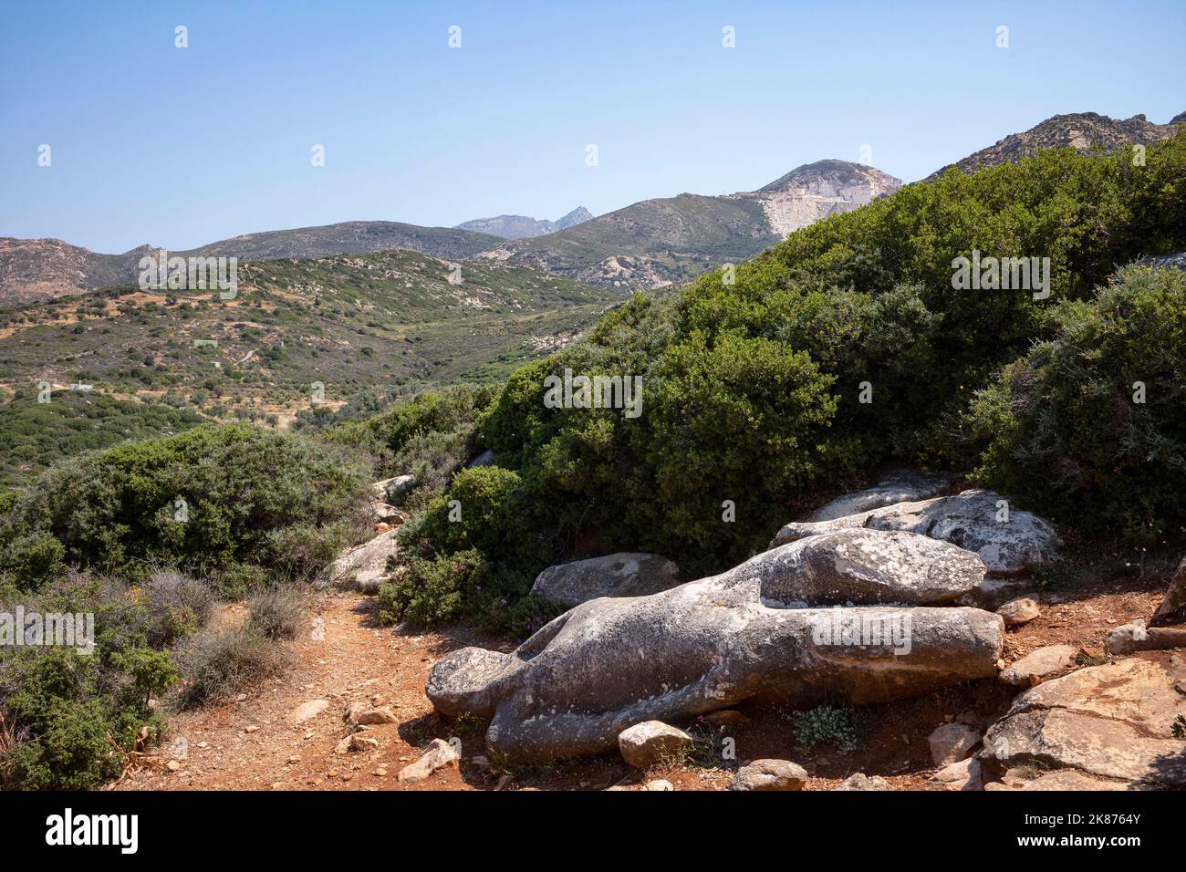 Melanes Koros von Flerio, Statue im alten Steinbruch, Naxos, die Kykladen, Ägäis, griechische Inseln, Griechenland, Europa Stockfoto