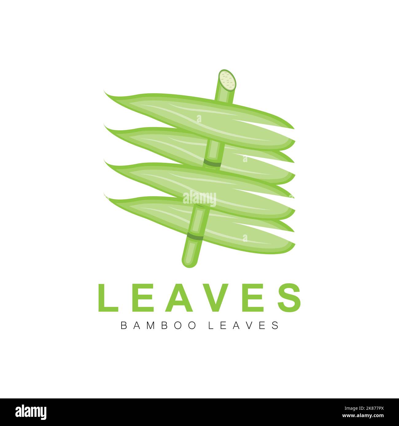 Bamboo Leaf Logo Design, Green Plant Vector, Panda Food Bamboo, Illustration Der Produktmarke Stock Vektor