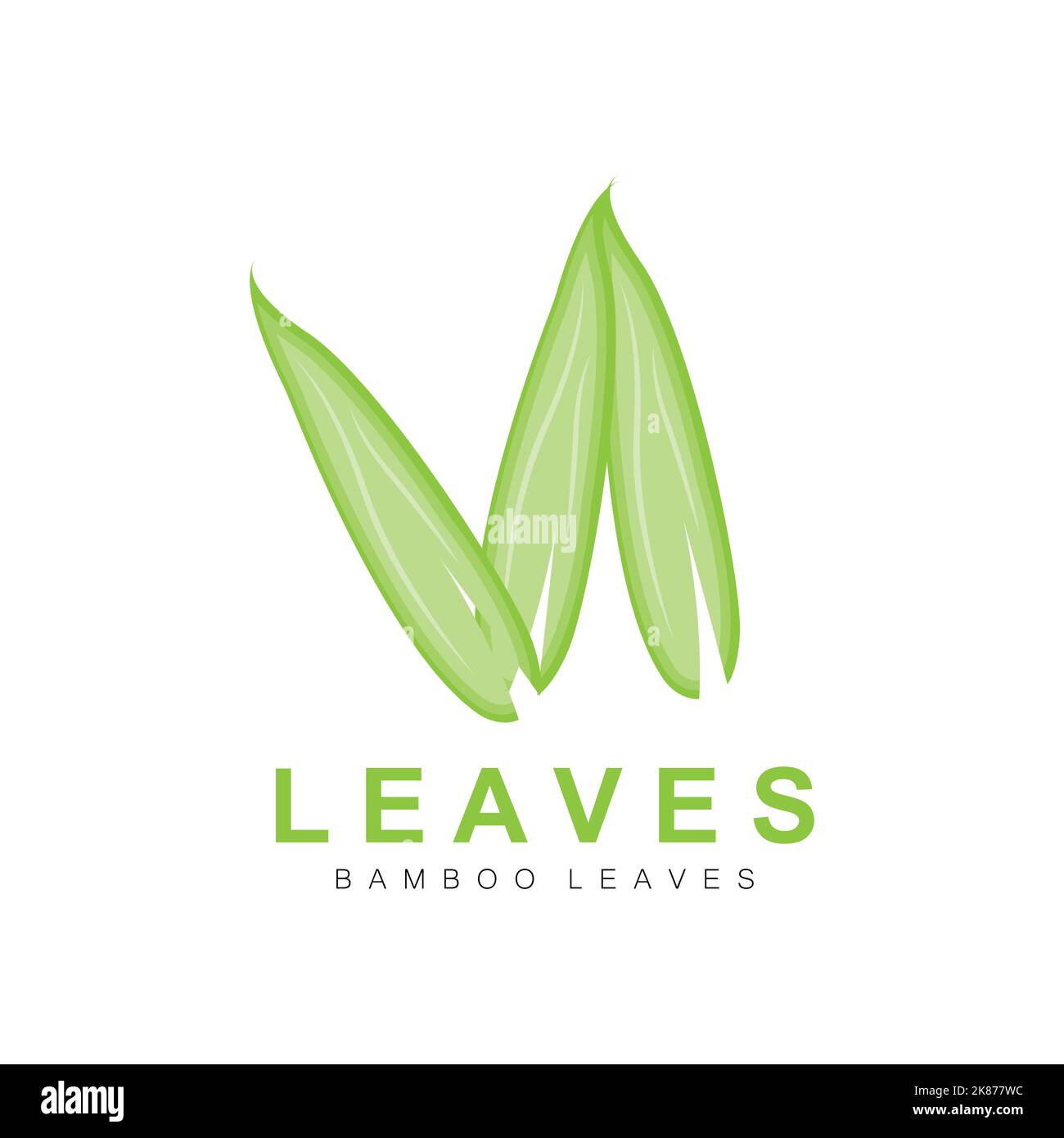 Bamboo Leaf Logo Design, Green Plant Vector, Panda Food Bamboo, Illustration Der Produktmarke Stock Vektor