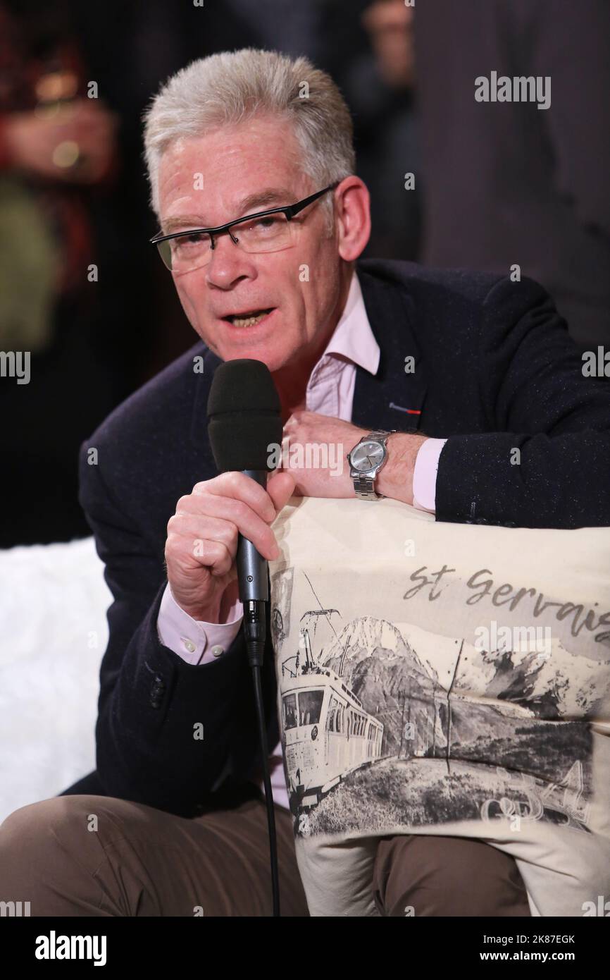 Jean-Marc Peillex, maire de Saint-Gervais-les-Bains. 33 ème Festival Mont-Blanc Humor. März 2017. Saint-Gervais-les-Bains. Haute-Savoie. Auvergne-Rhô Stockfoto
