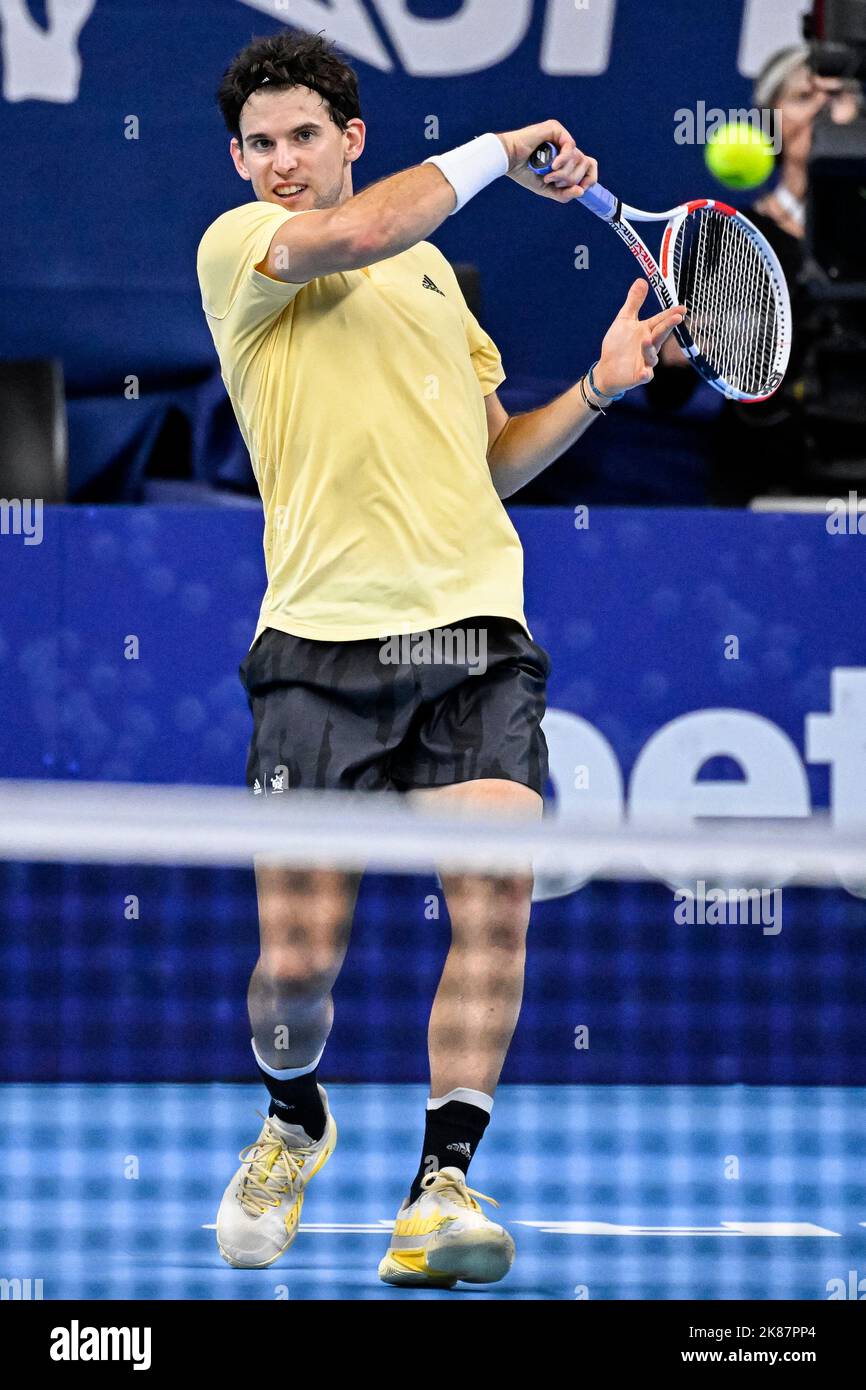 Der Österreicher Dominic Thiem im Einsatz beim EinzelViertelfinale der