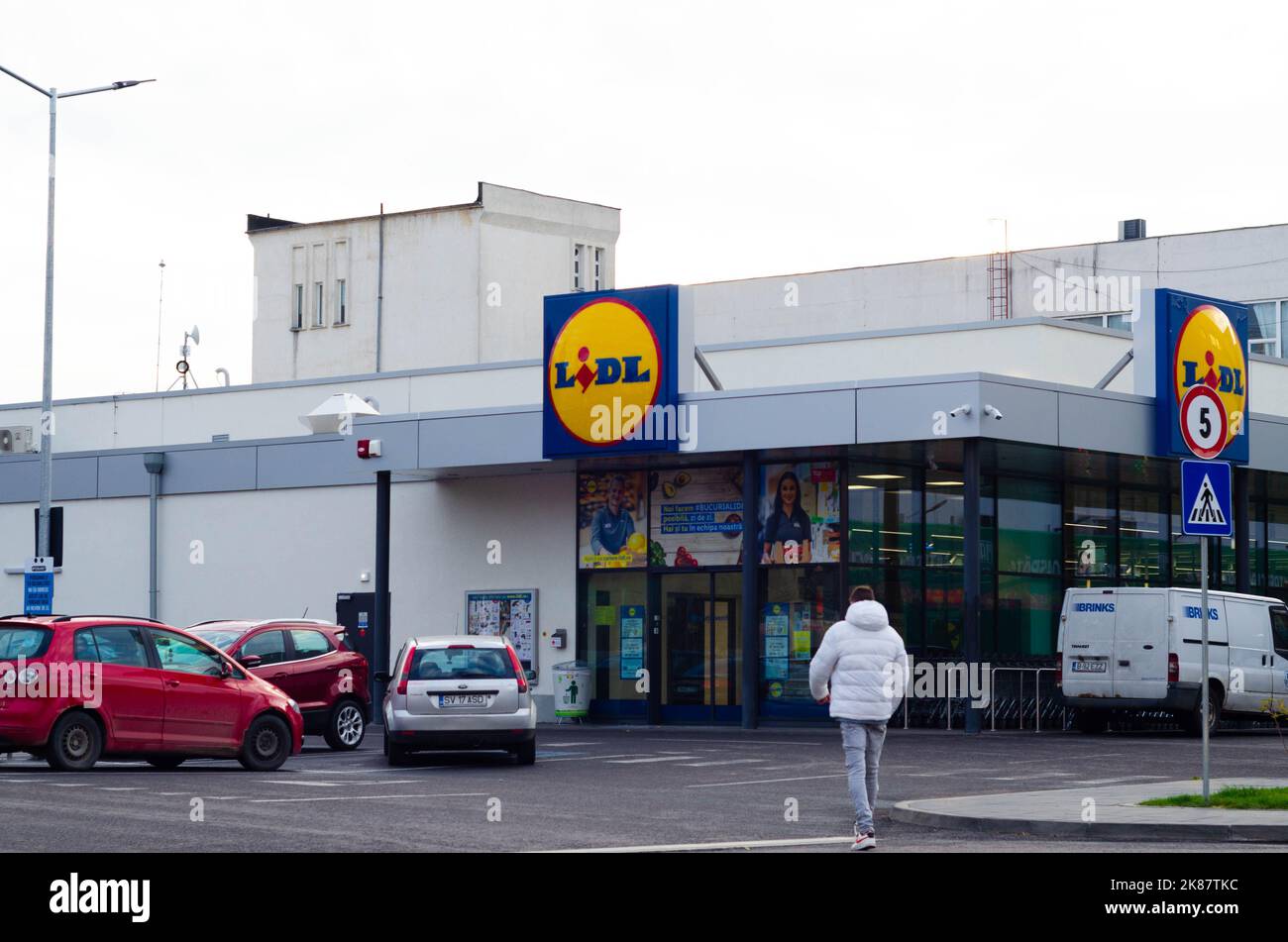 Logo von Lidl. Lidl ist eine deutsche internationale Hypermarktkette. Redaktionelles Stockfoto Stockfoto