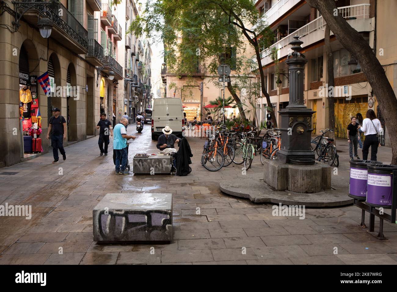Plaça del Bonsuccés in Barcelona, Spanien Stockfoto
